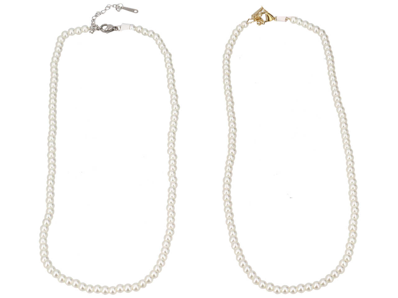 Collana perla vetro 4mmx40cm con chiusura in acciaio