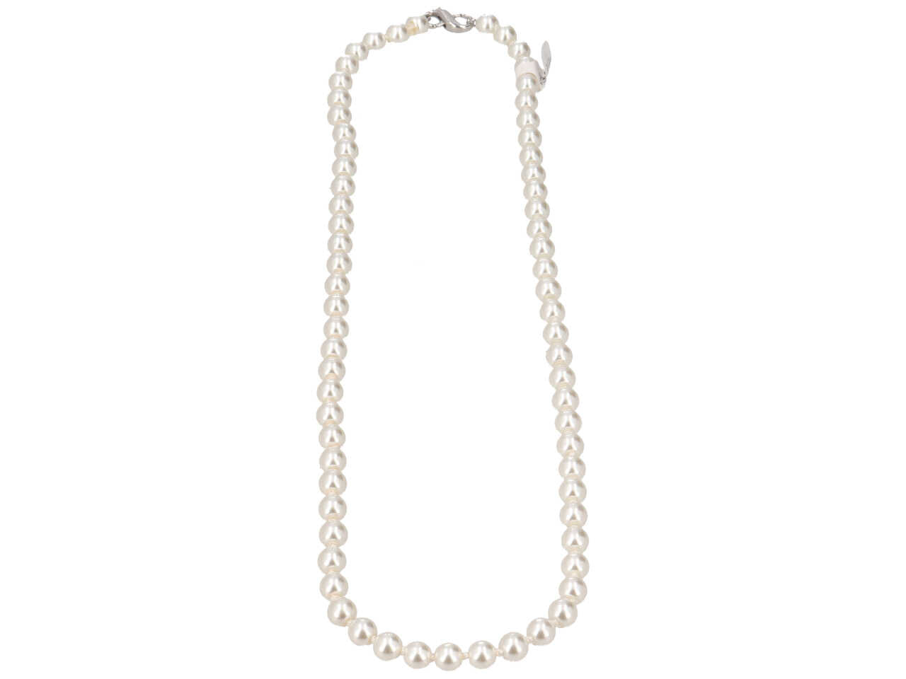 Collana perla vetro piu' chiusura in acciaio