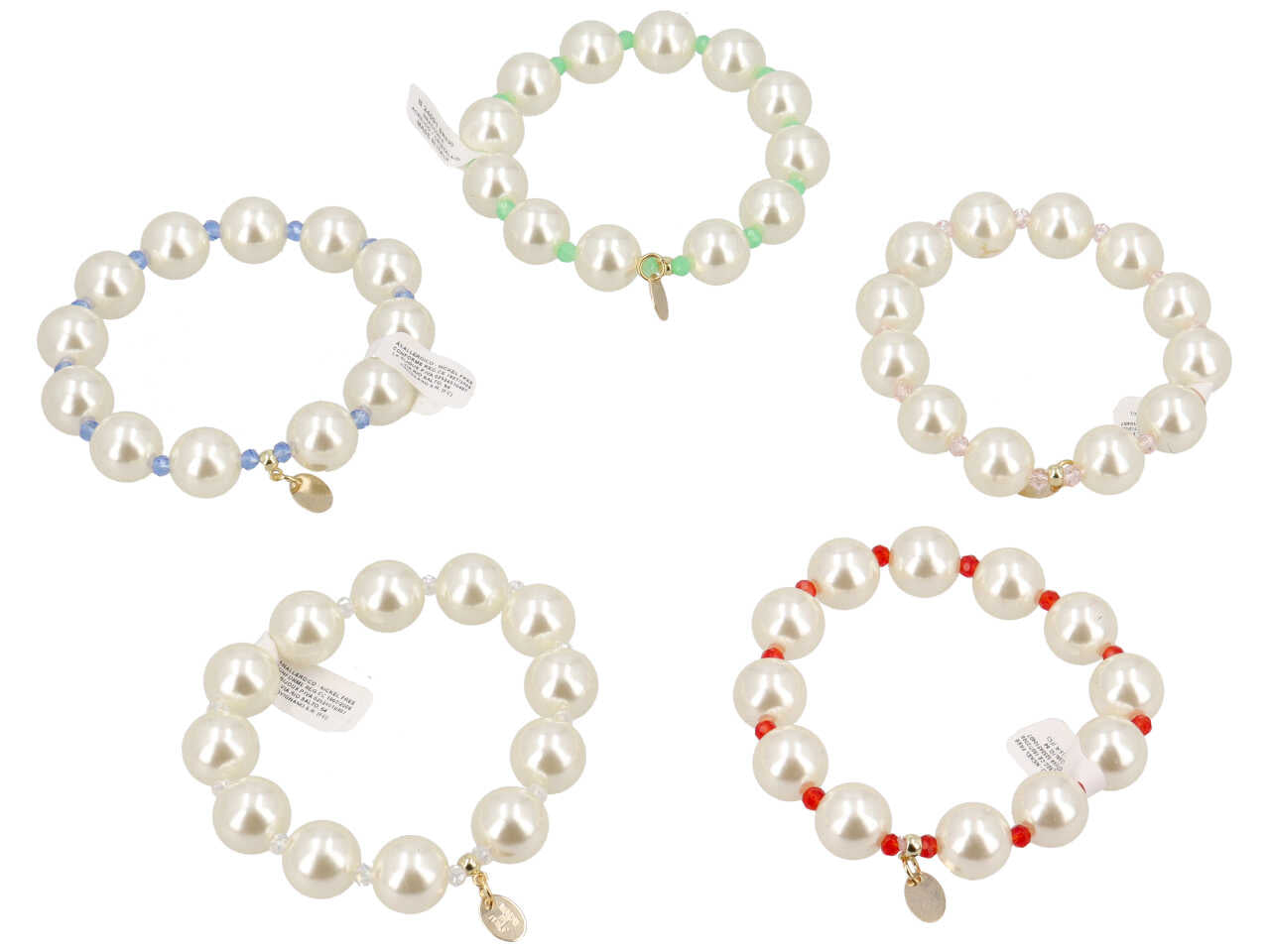 Bracciale perla acrilico + cristallo