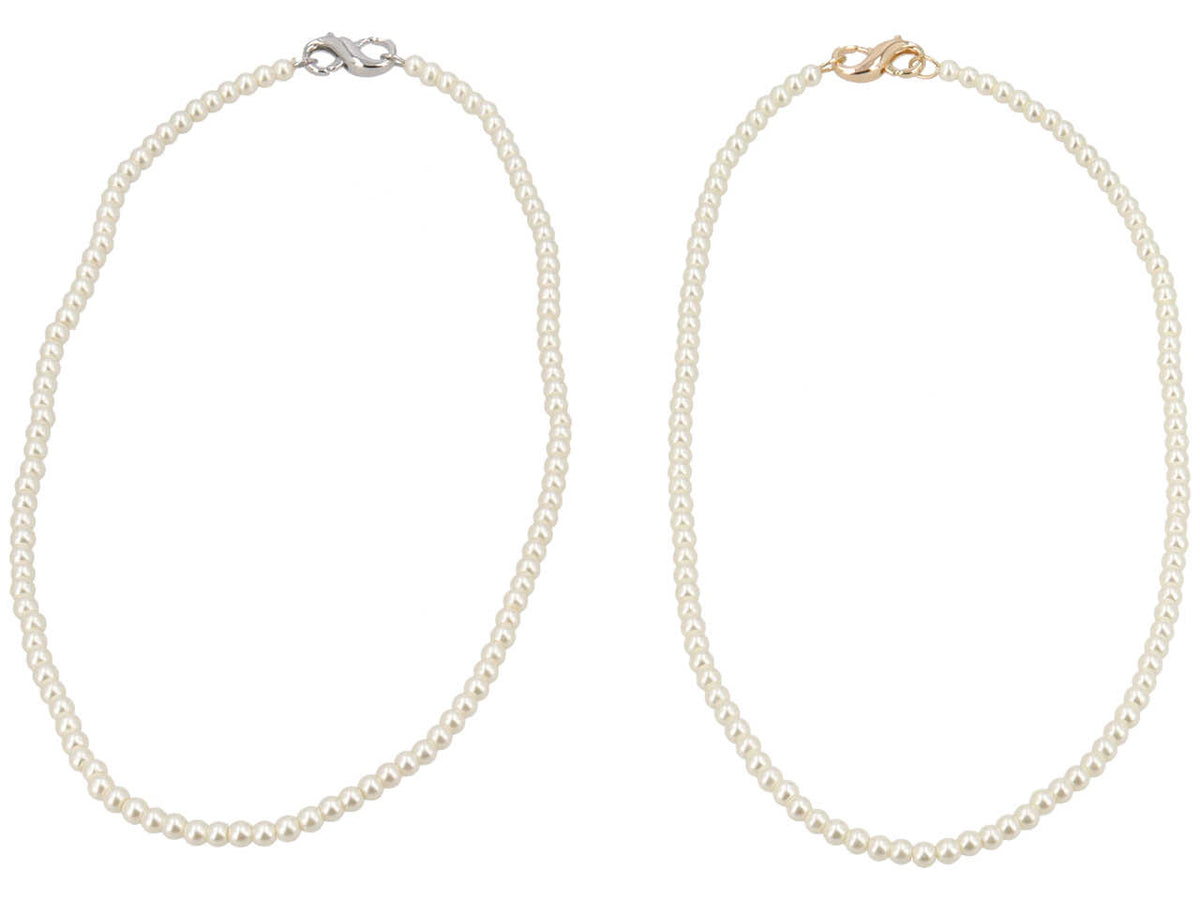 Collana perla vetro + chiusura metallo