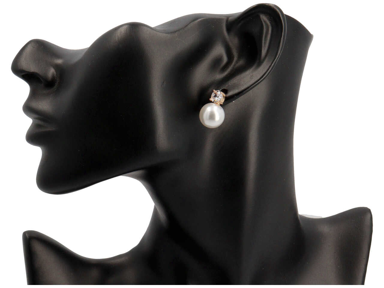 Orecchini metallo + zircone+ vetro 12mm