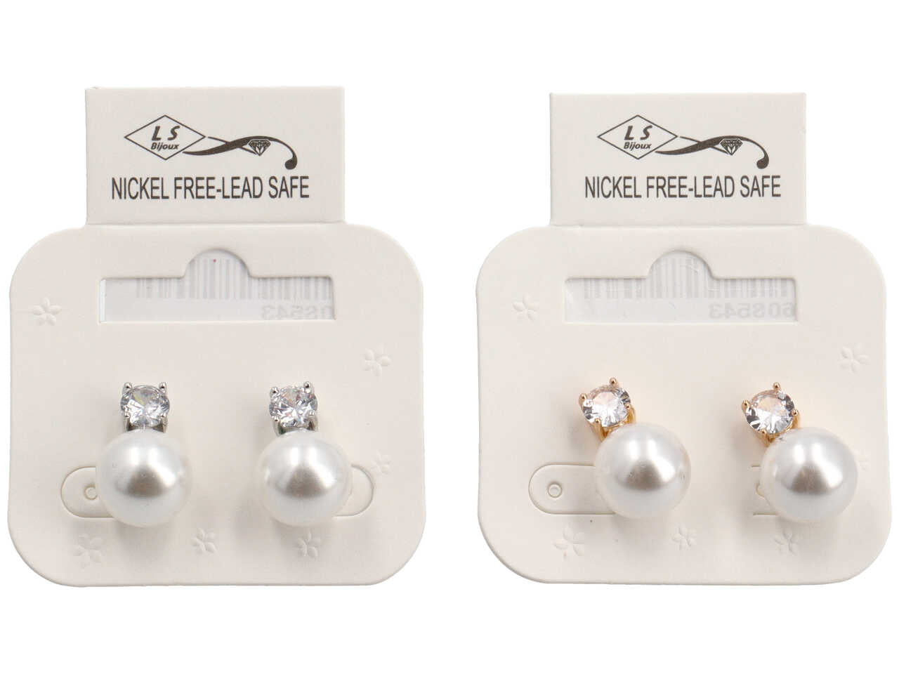 Orecchini metallo + zircone+ vetro 12mm