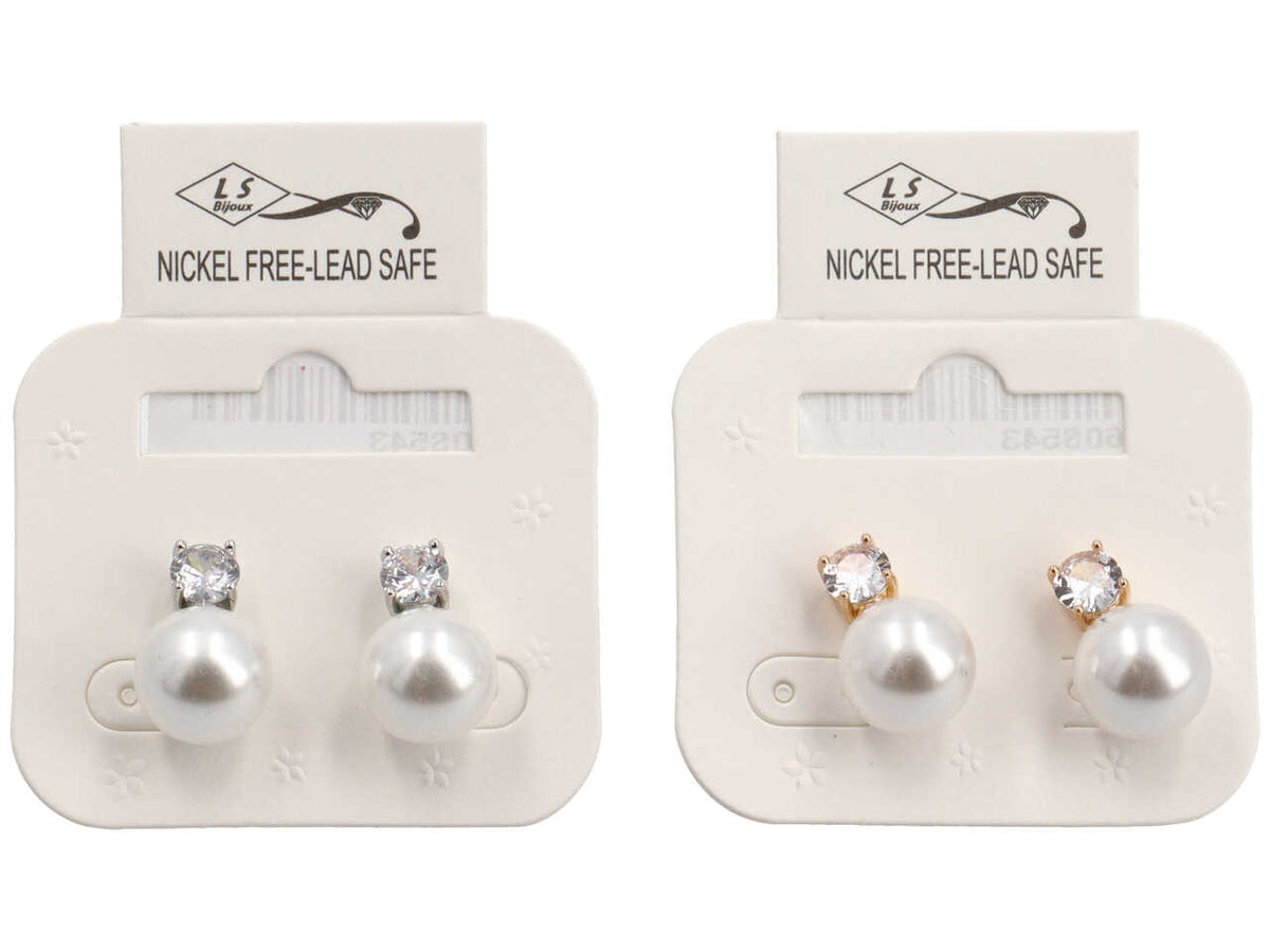 Orecchini metallo + zircone+ vetro 12mm