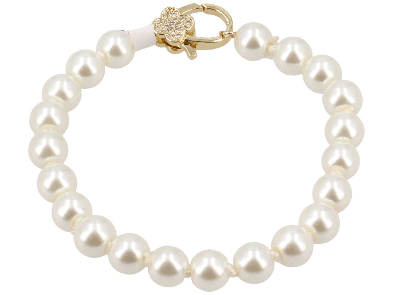 Bracciale con perle, ottone e zirconi