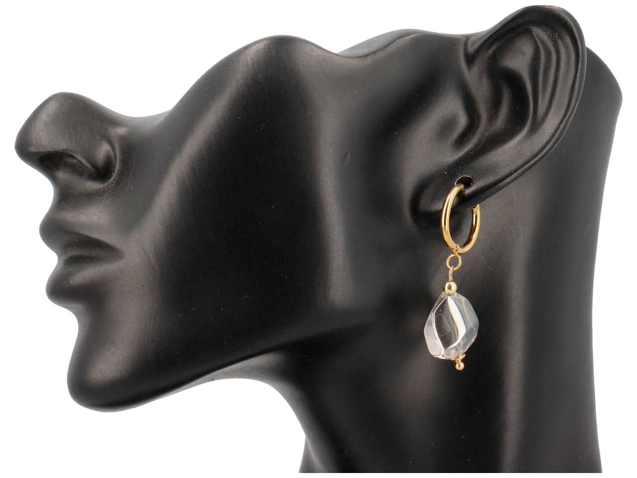 Orecchino in acciaio + cristallo