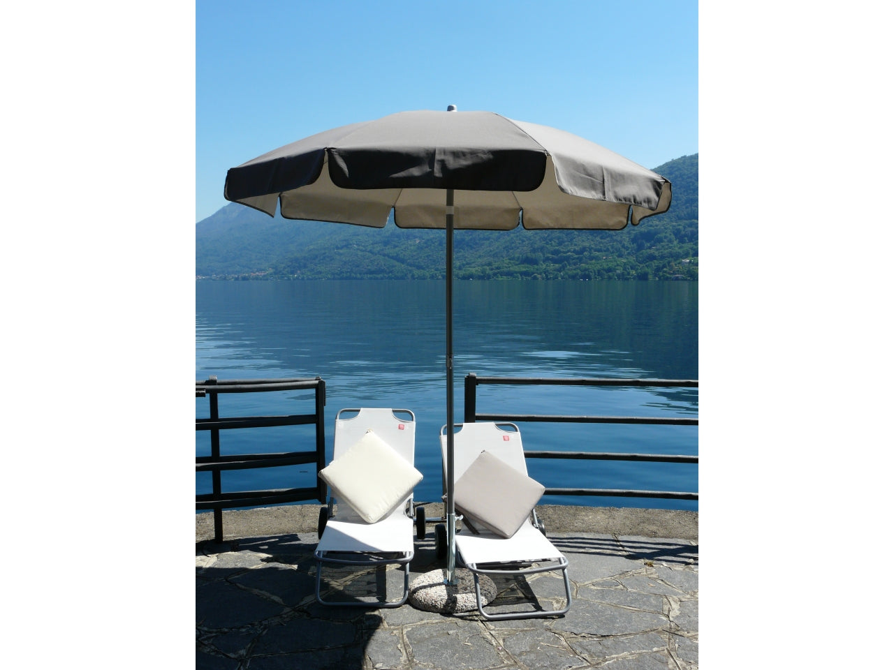 Ombrellone da spiaggia Venezia taupe ecru 100/8/33cm