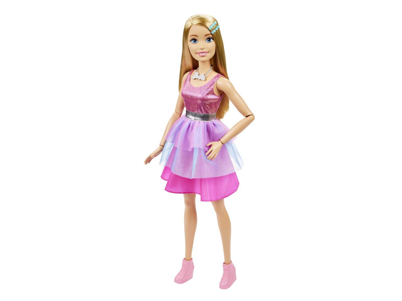 Fashion doll mattel barbie large doll articolata alta 71cm con vestito rosa