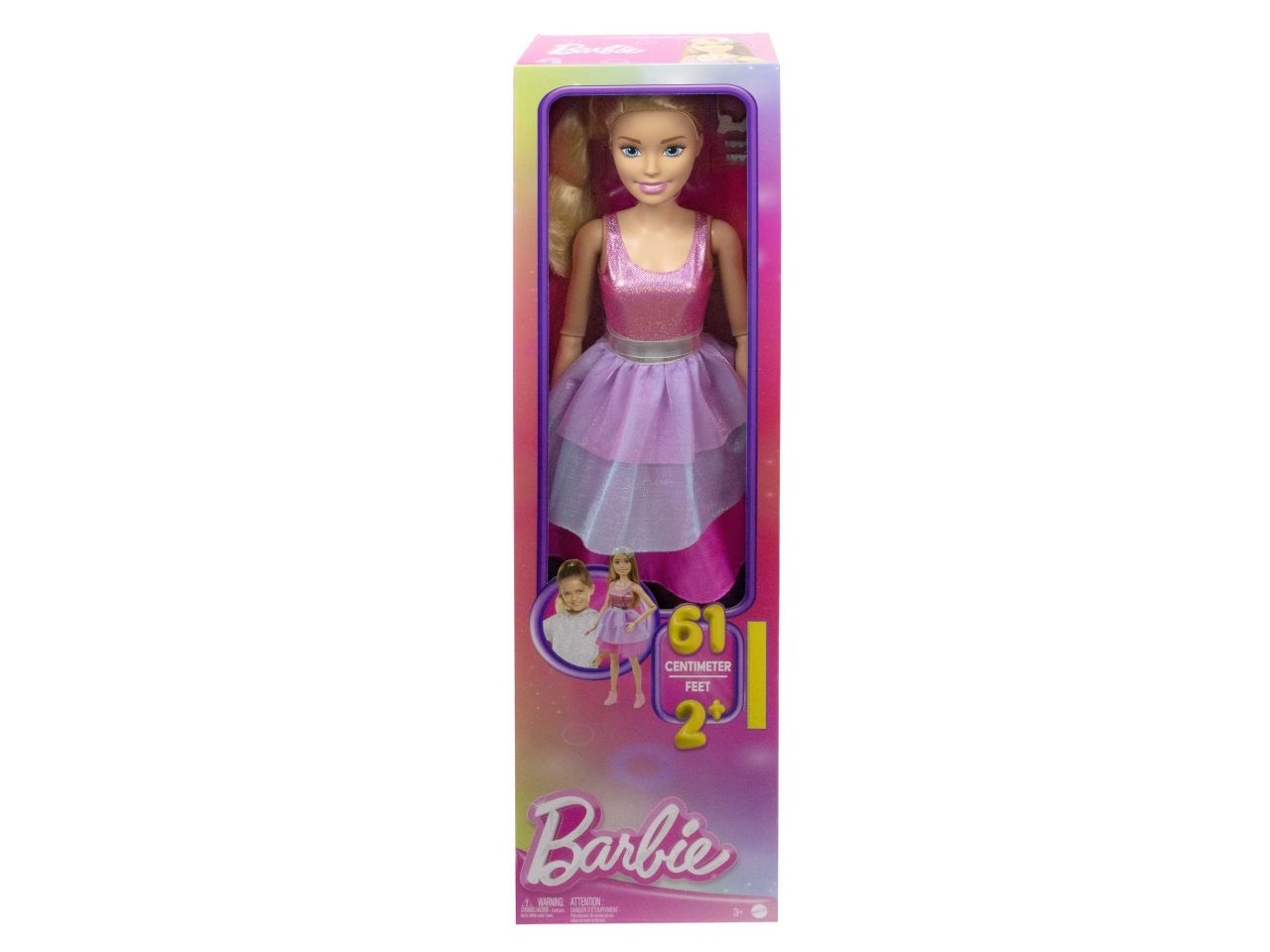 Fashion doll mattel barbie large doll articolata alta 71cm con vestito rosa