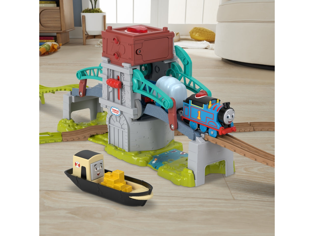 Il Trenino Thomas - Bulstrode e Ponte direzionabile playset pista di 24 metri con locomotiva Percy inclusa ponte mobile con pulsante per attivare i suoni giocattolo per bambini 3+ anni HYR82