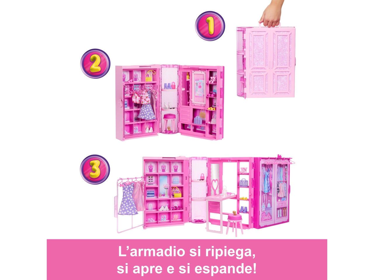 Barbie set da gioco dell' armadio dei sogni con bambola e accessori 3+ Mattel $