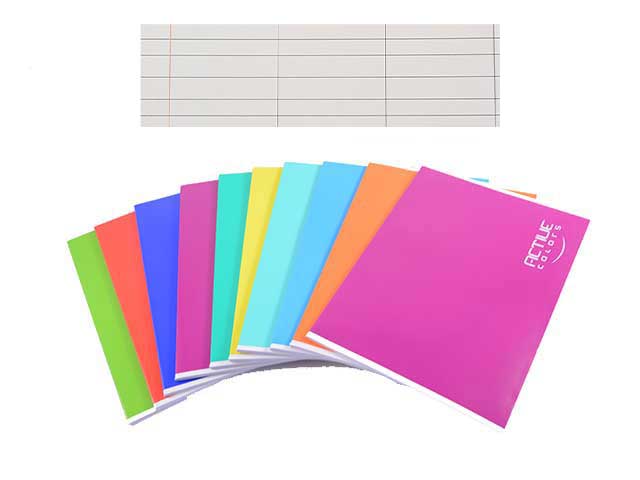 Quaderni maxi active rigatura A color 80gr - la confezione comprende 10 quaderni - assortiti $
