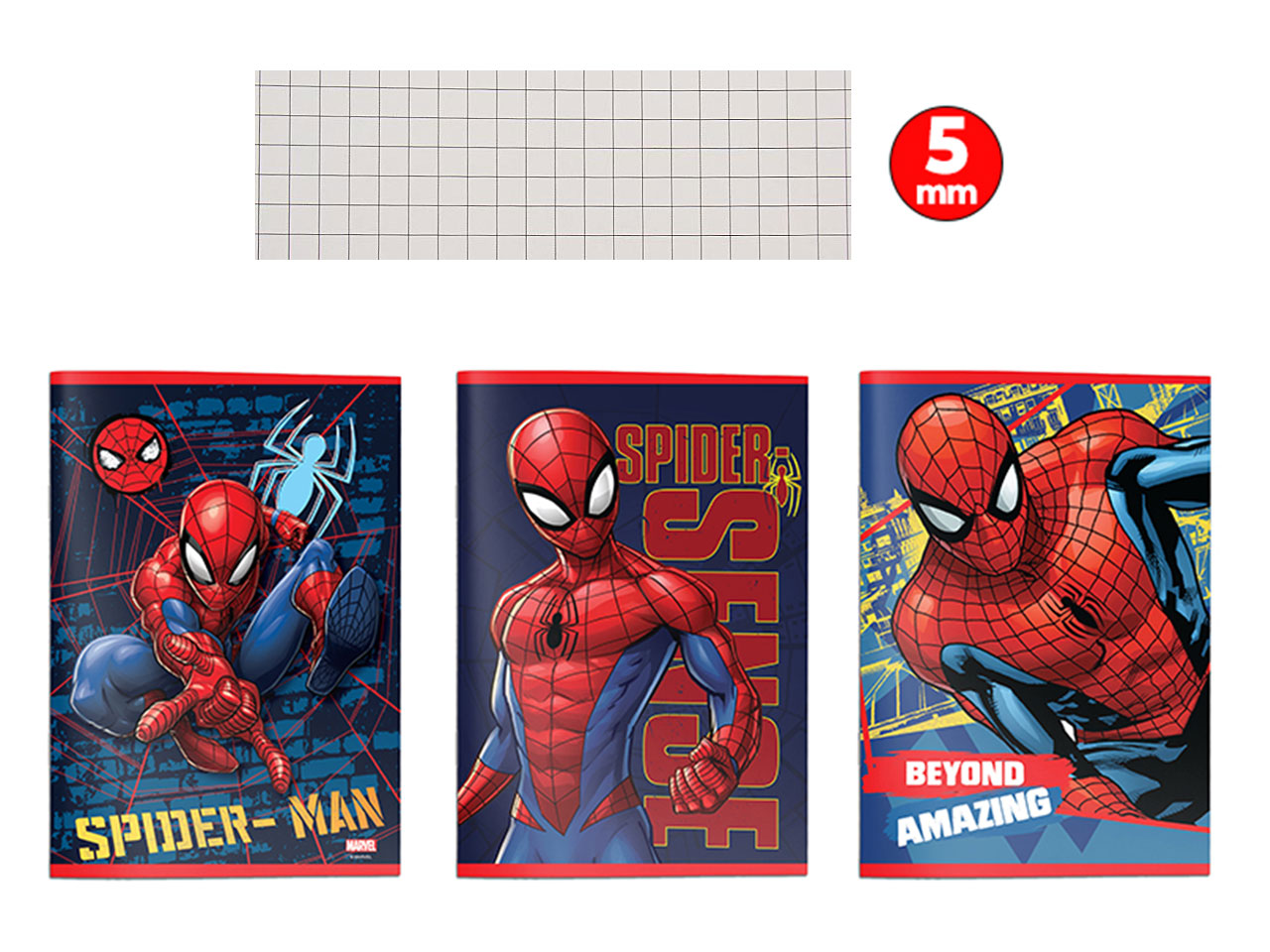 Quaderno maxi Spiderman, confezione da 12 quaderni multicolor, rigatura 5mm, 21x29,7 cm - Dimagraf