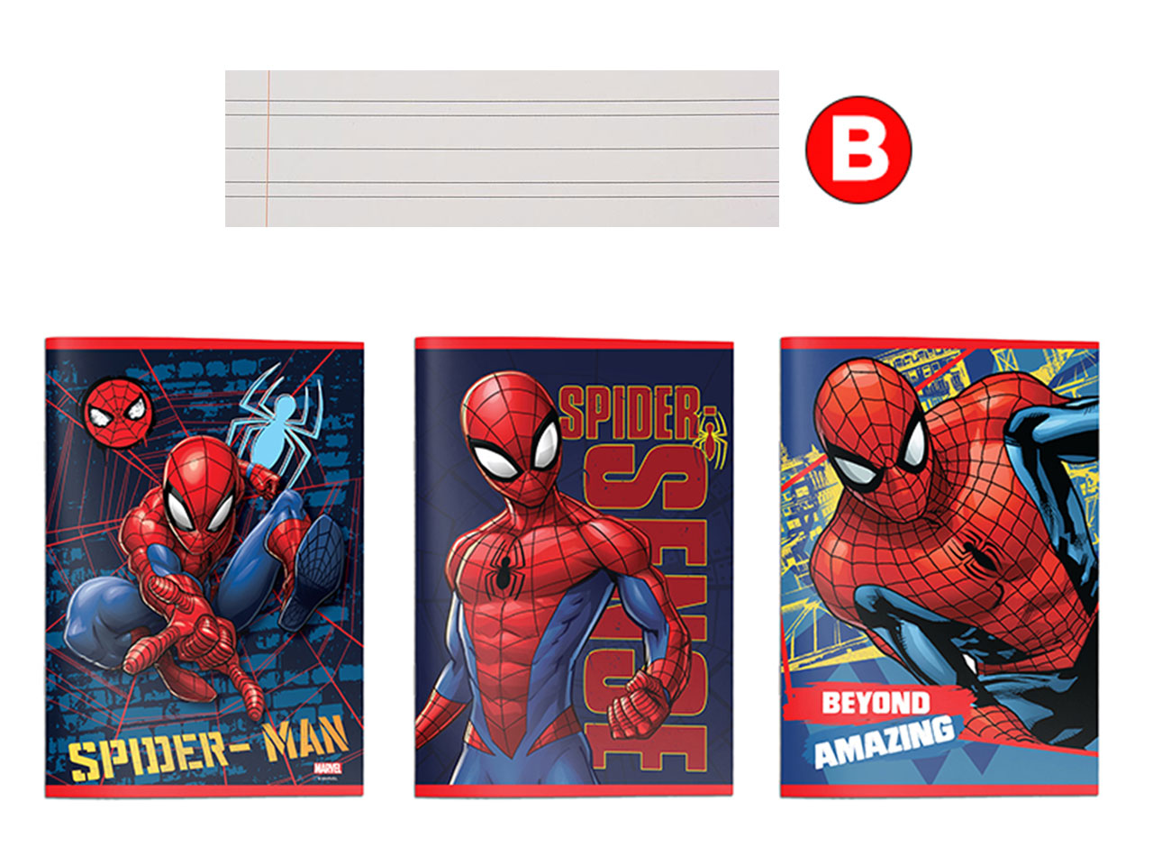 Quaderno maxi Spiderman, confezione da 12 quaderni multicolor, rigatura B, 21x29,7 cm - Dimagraf