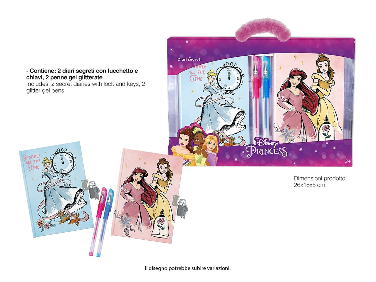 Valigetta set 2 Diario segreto con penne colorate Disney Princess