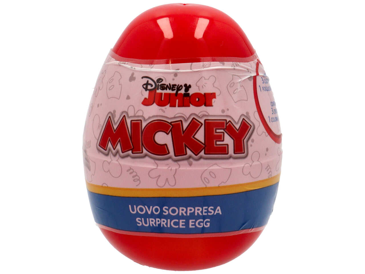 Kit colori per bimbo mickey mouse, ovetto sorpresa Disney rosso con pastelli a cera e foglio da colorare - Mc group