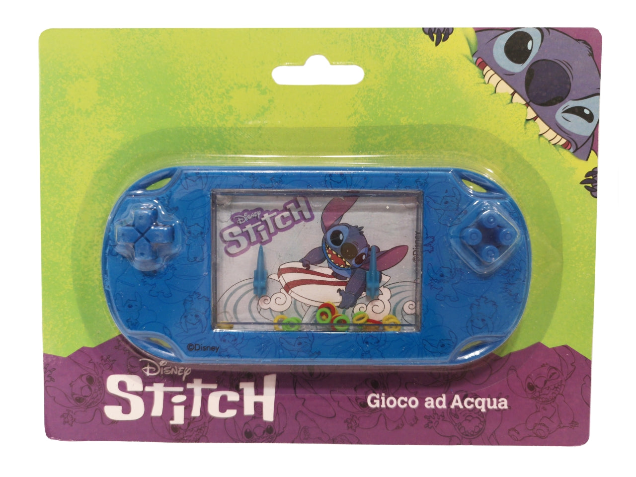 Gioco d'acqua Stitch bambino azzurro, 14,5x6,5x1,5 cm