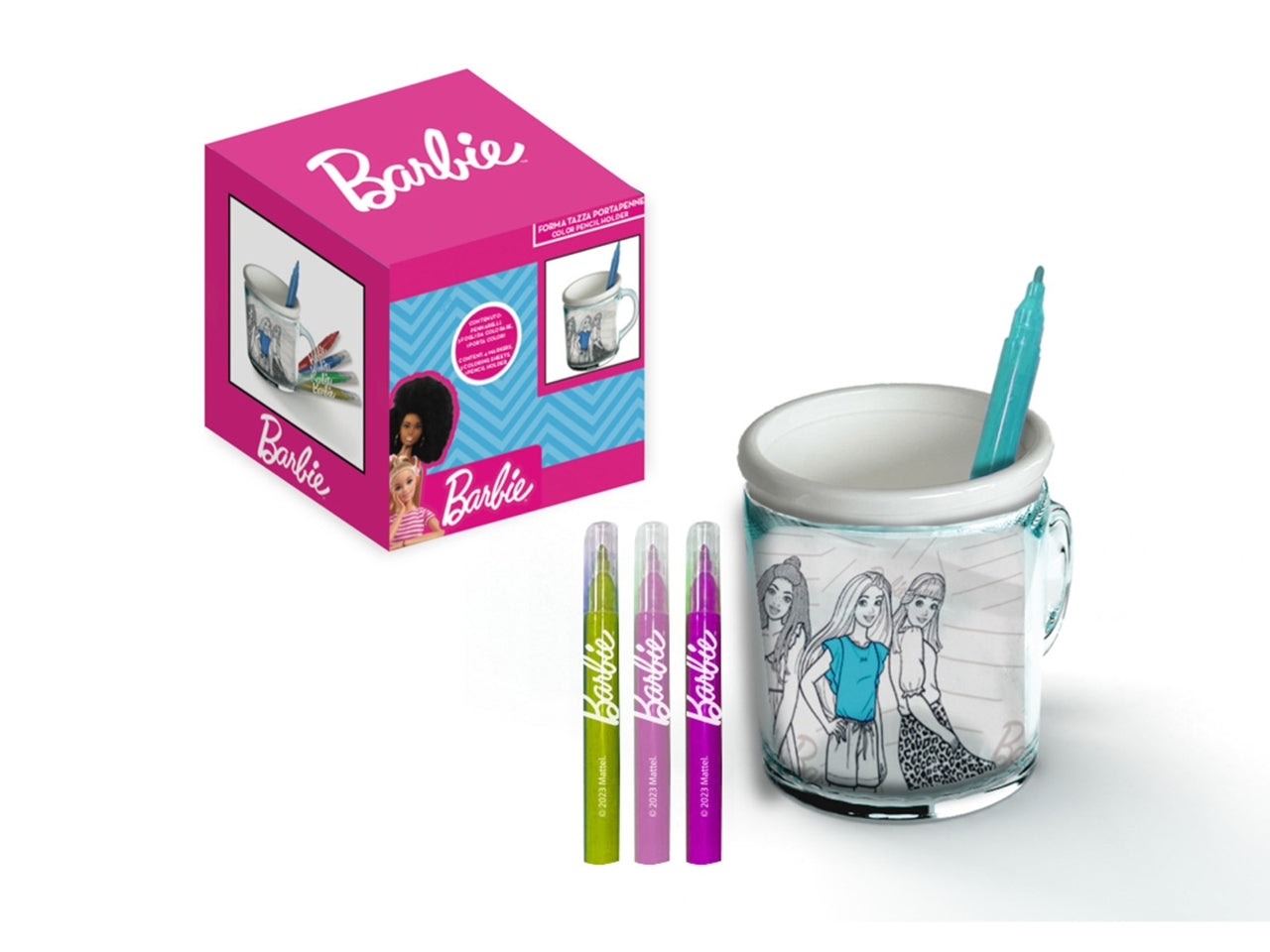 Tazza da colorare Barbie: Portaoggetti e Set da Colorare per Bambini dai 3 Anni