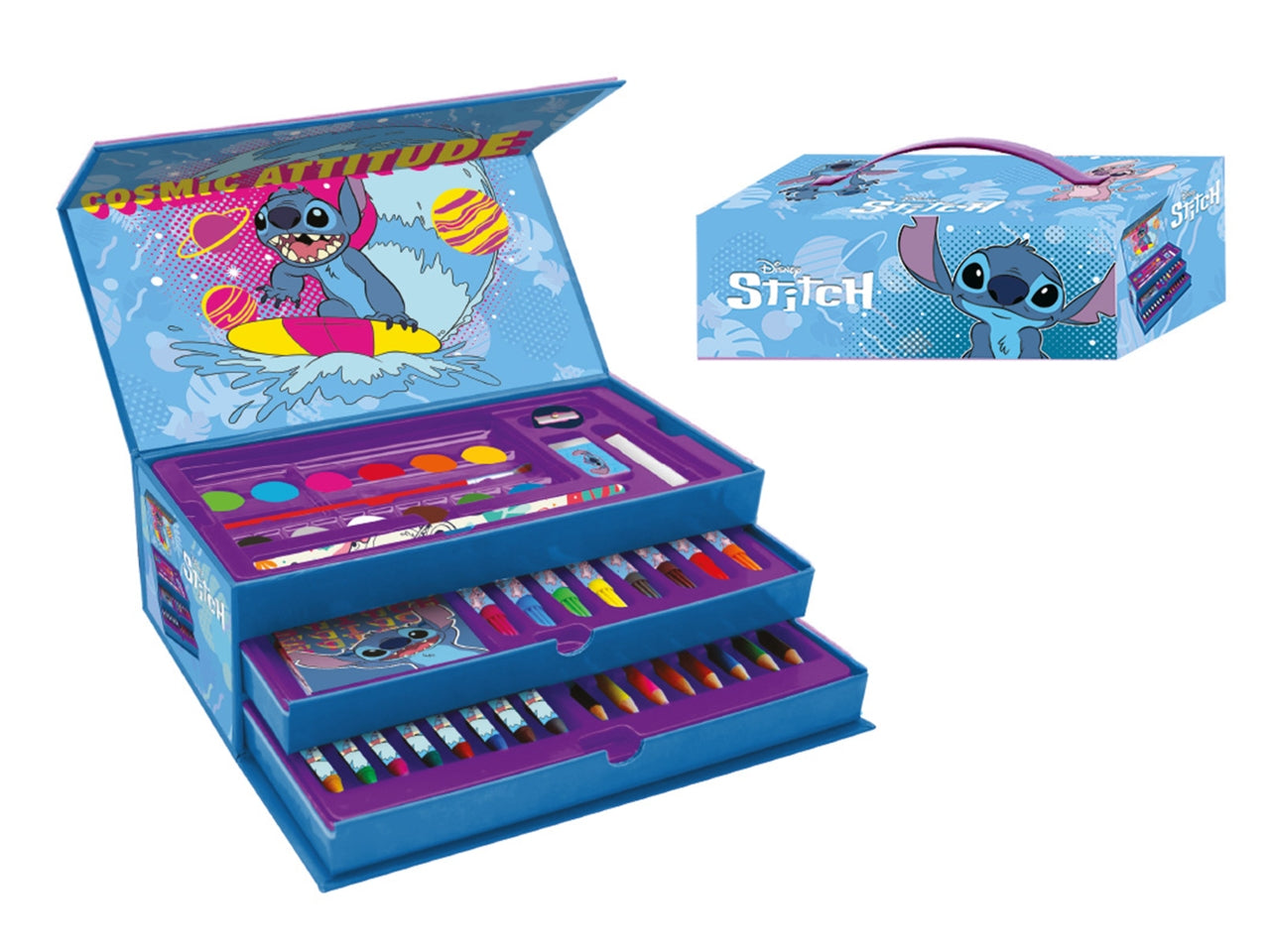 Valigetta colori Stitch 42 pezzi, 13x26 cm - Disney