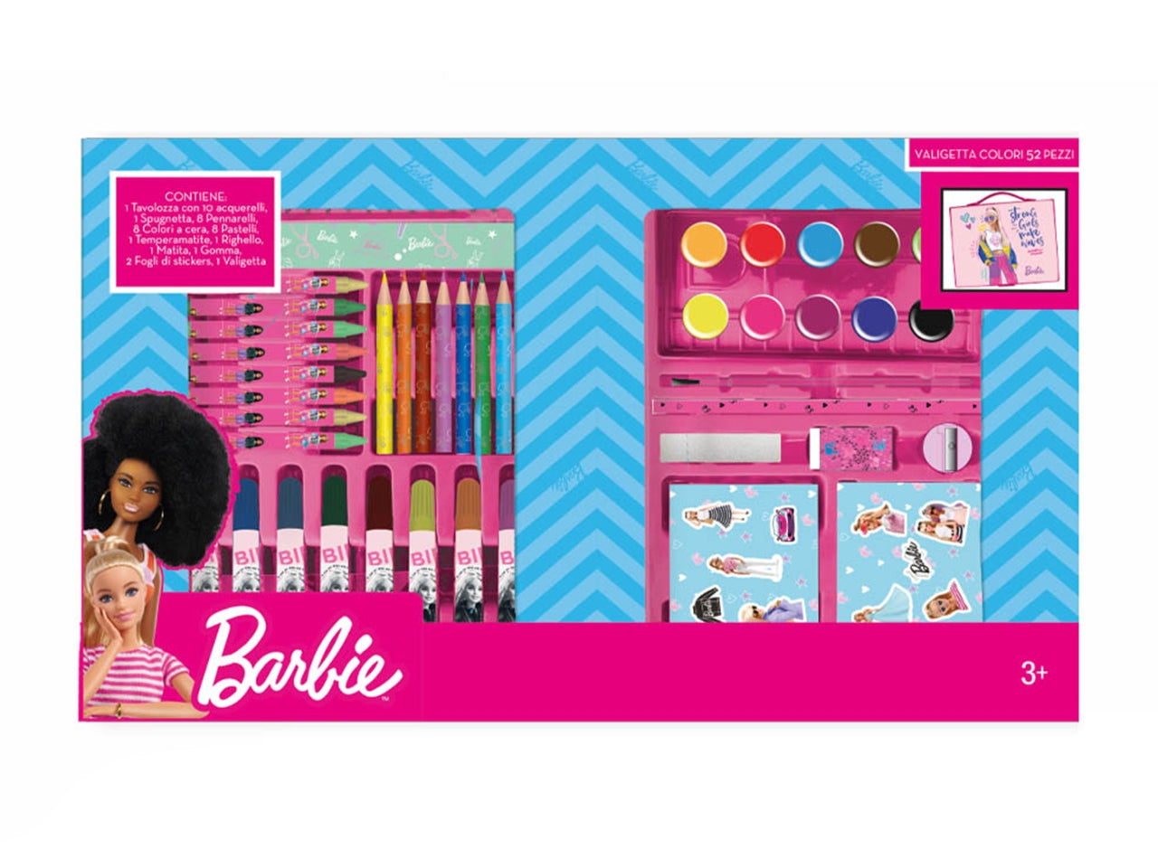 Valigetta Colori Barbie 52 Pezzi: Set Completo per Disegnare e Colorare - Ideale per Bambini dai 3 Anni