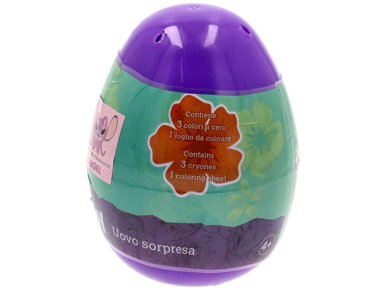 Kit colori Stitch per bimbo/a ovetto sorpresa con pastelli a cera e foglio da colorare - MC Group