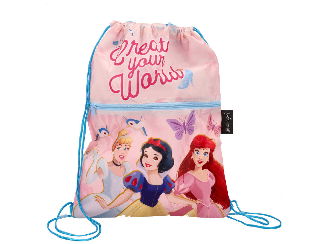 Sacca zaino Principesse bambina rosa in poliestere con tasca e zip 44x34 cm - MC Group