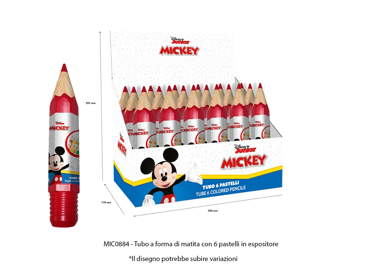 Mickey 6 colori a matita in tubo
