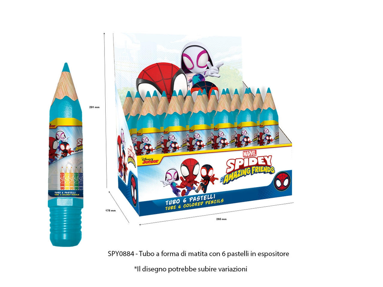 Spiderman 6 colori a matita in tubo