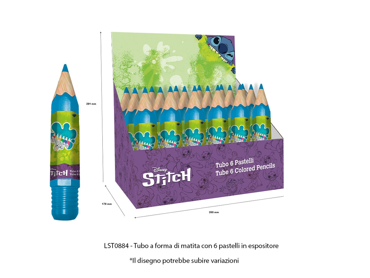 Lilo & stitch 6 colori a matita in tubo