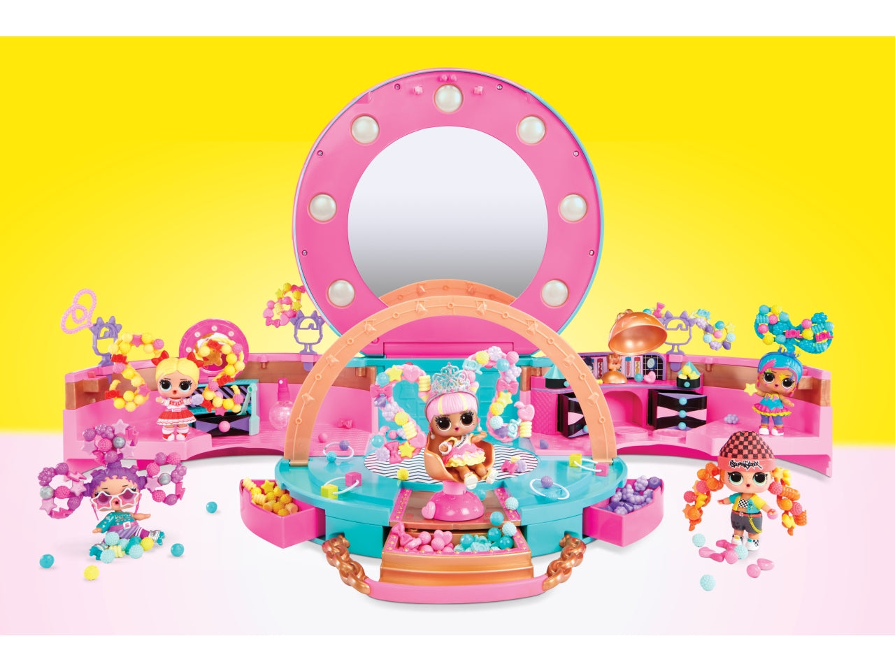 LOL Surprise Hair Beads Salon: Set Gioco Multicolor in Plastica con 100 Accessori per Capelli, Specchio e Bambola - Età 4+ | MGA Entertainment