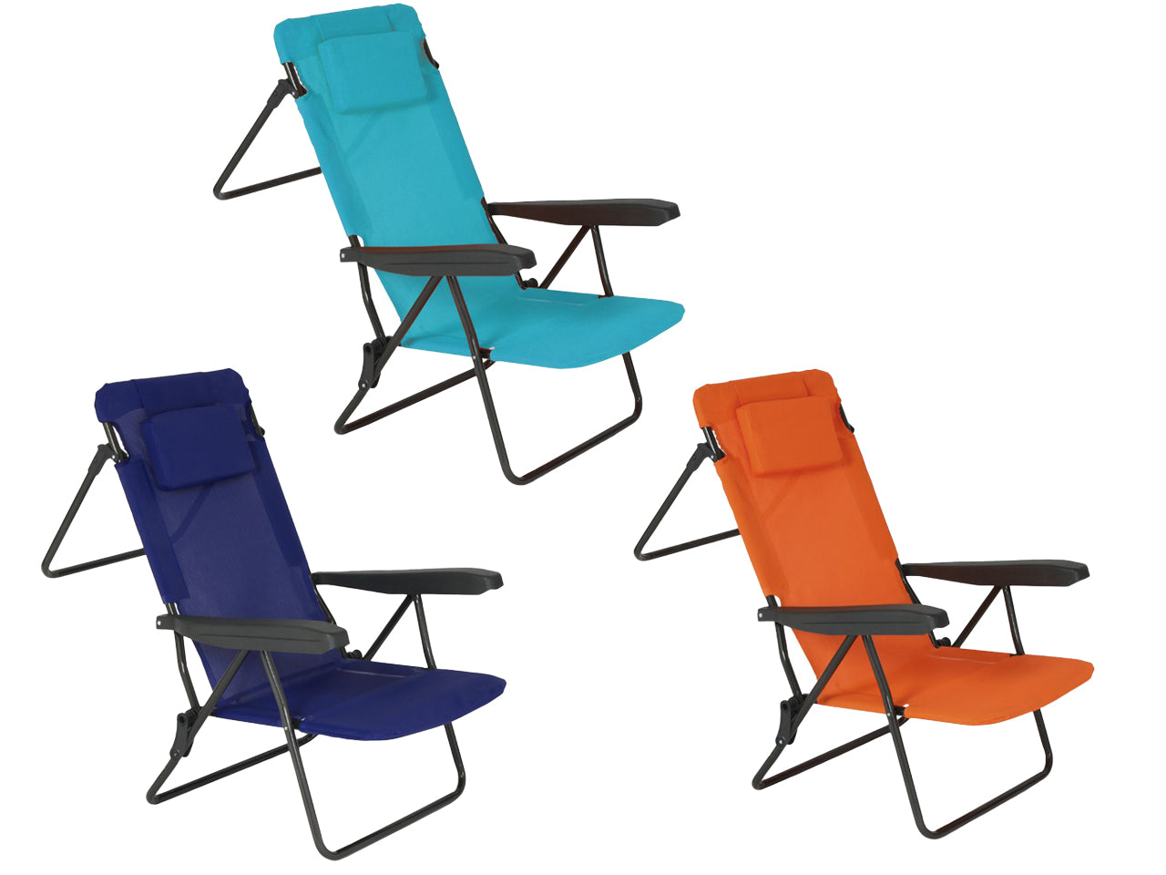 Spiaggina marina in textilene colori assortiti: marina blunavy, turchese e arancio 119x59x50cm