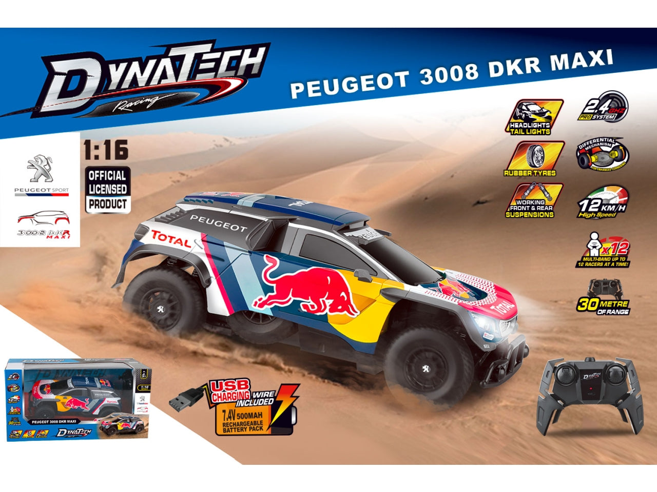 Peugeot 3008 dkr radiocomandata in scala 1:16