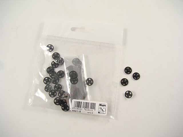 Bottoni aut.10mm plas.25 pezzi neri 462/1-5