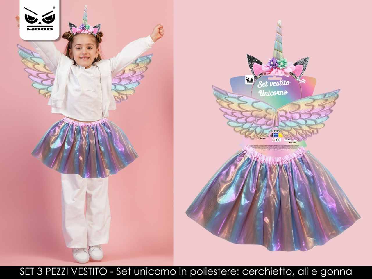 Vestito unicorno rainbow 3 pezzi