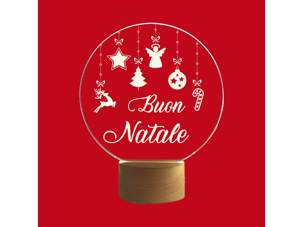 Lampada acrilico serigrafato round xmas