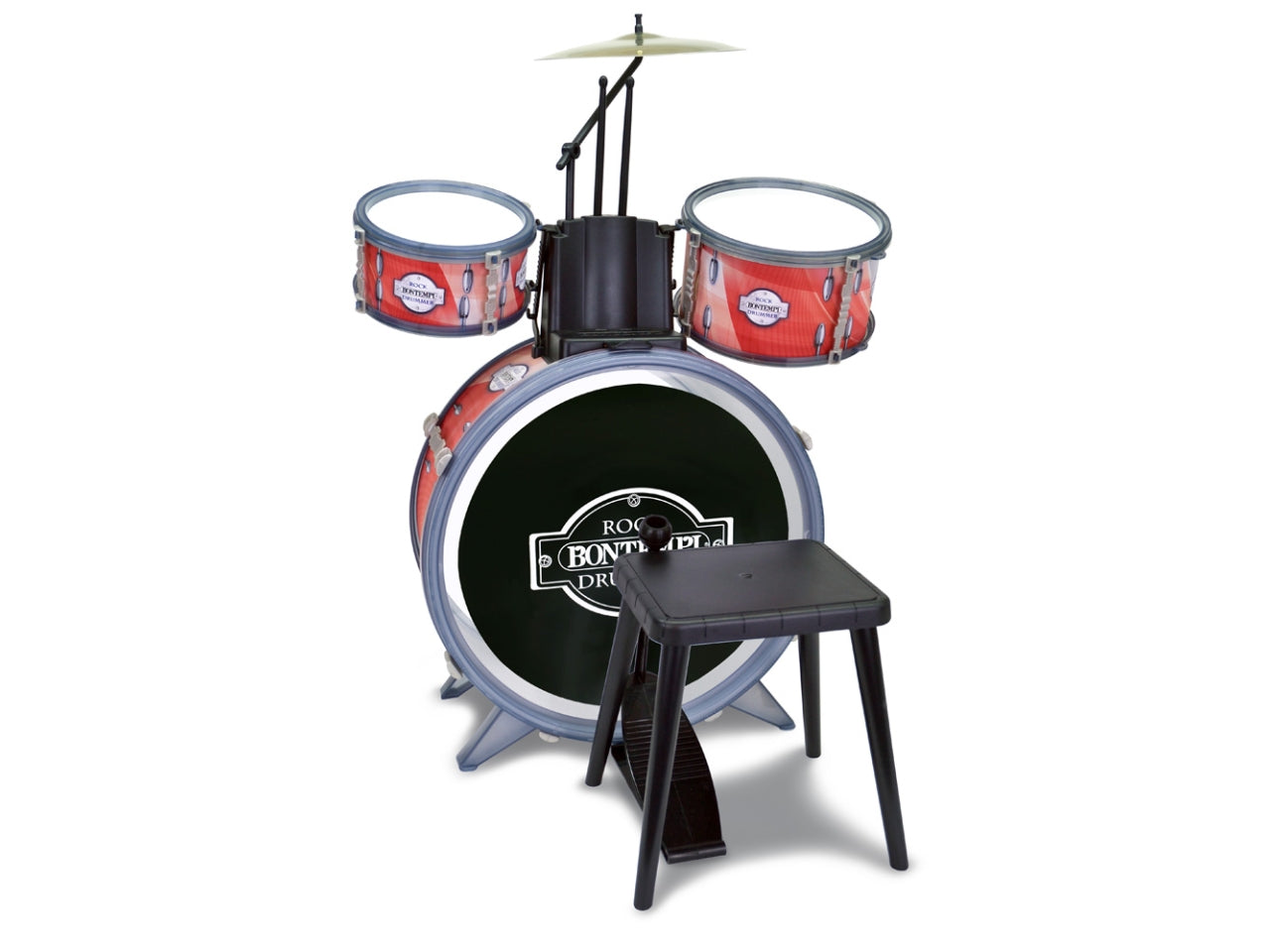 Batteria classica 4 elementi, con sgabello e 2 bacchette