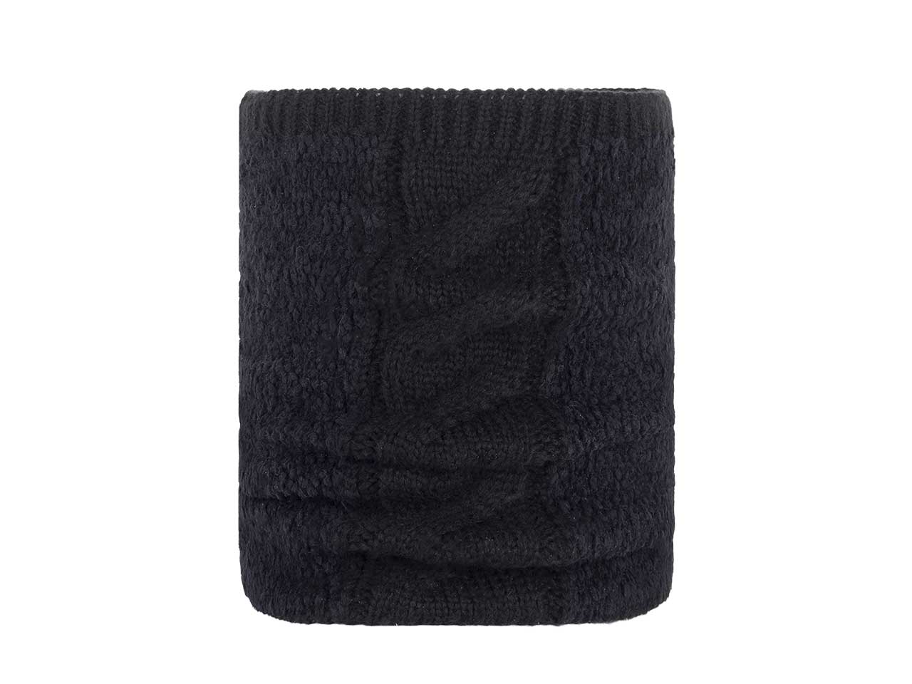 Collo boucle' nero con inserto treccia in maglia 45x48cm$