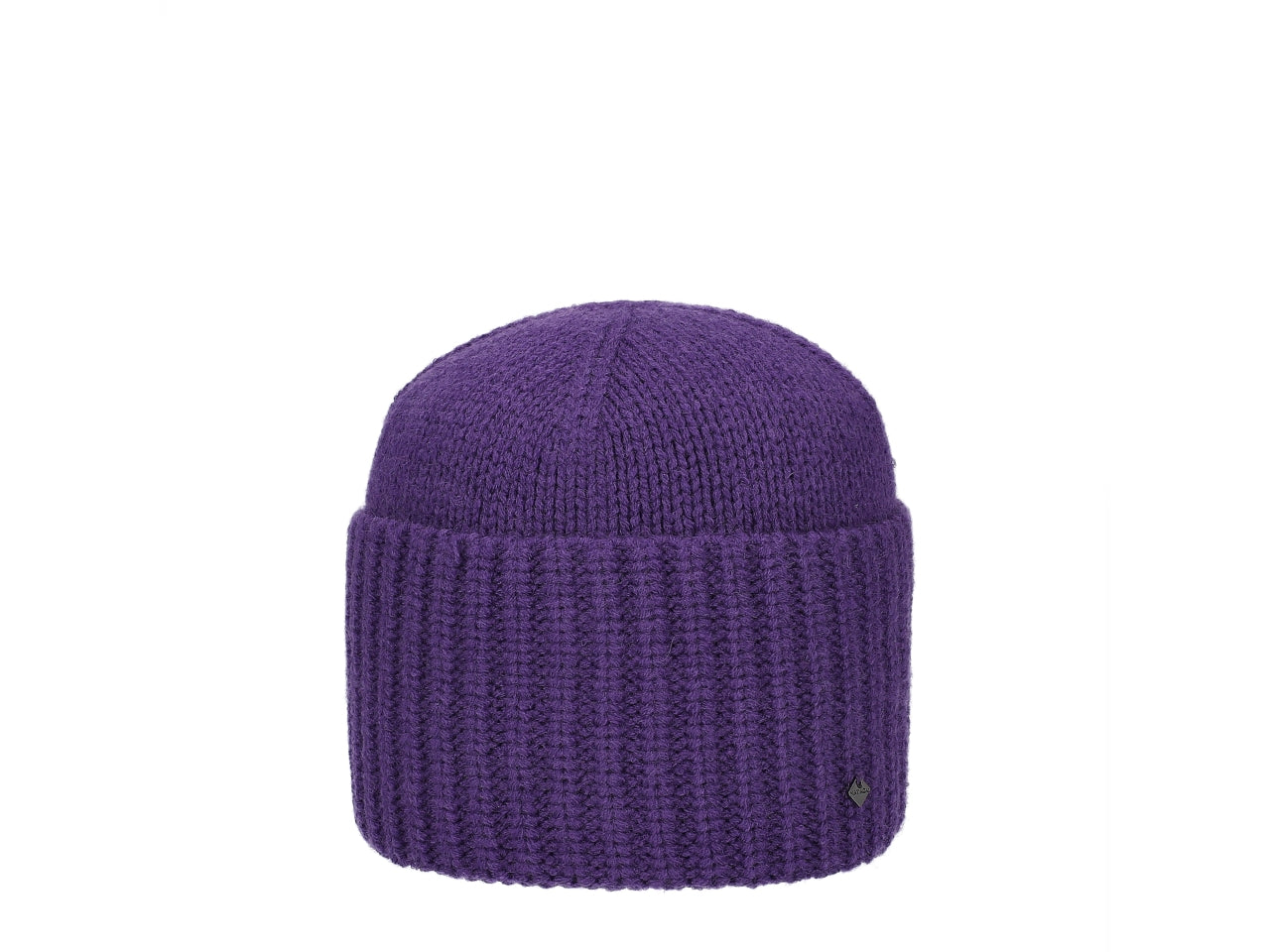 Berretto con maxi risvolto viola