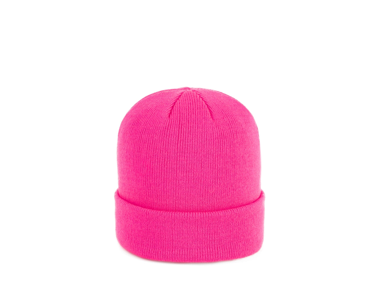 Cuffia tinta unita con risvolto fuxia