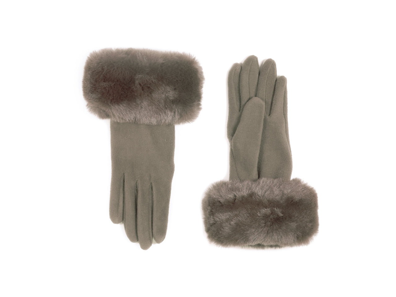 Guanto micropile con bordo ecopelliccia fango