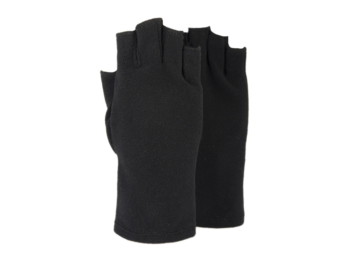 Guanto micropile elasticizzato mezze dita tinta unita da donna antracite