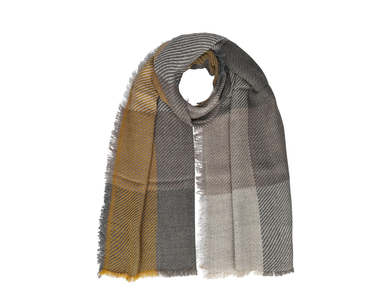 Sciarpa quadri colorati 63x190cm senape