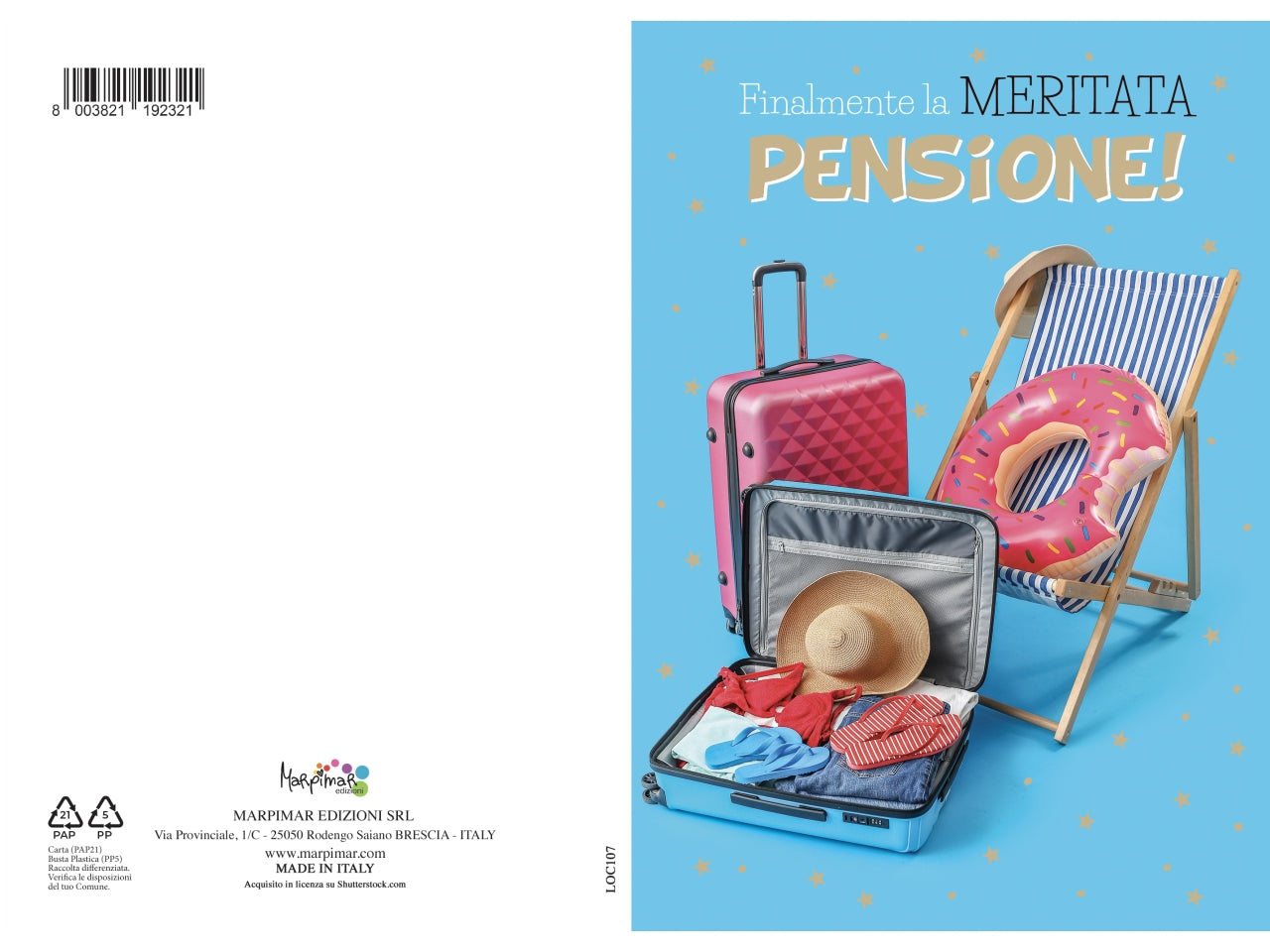 Biglietto pensione con foil oro