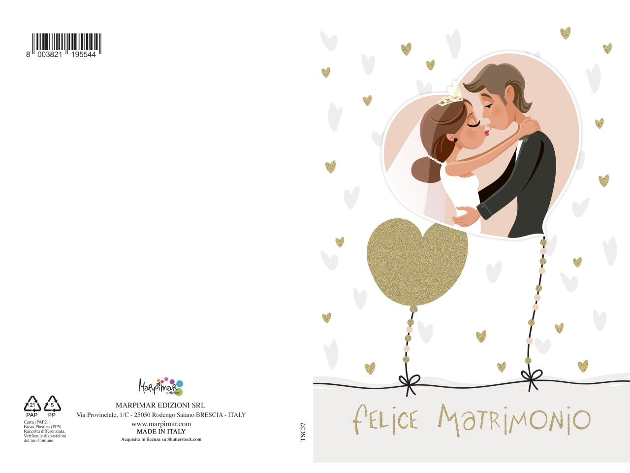 Biglietto matrimonio special con applicazioni + foil oro