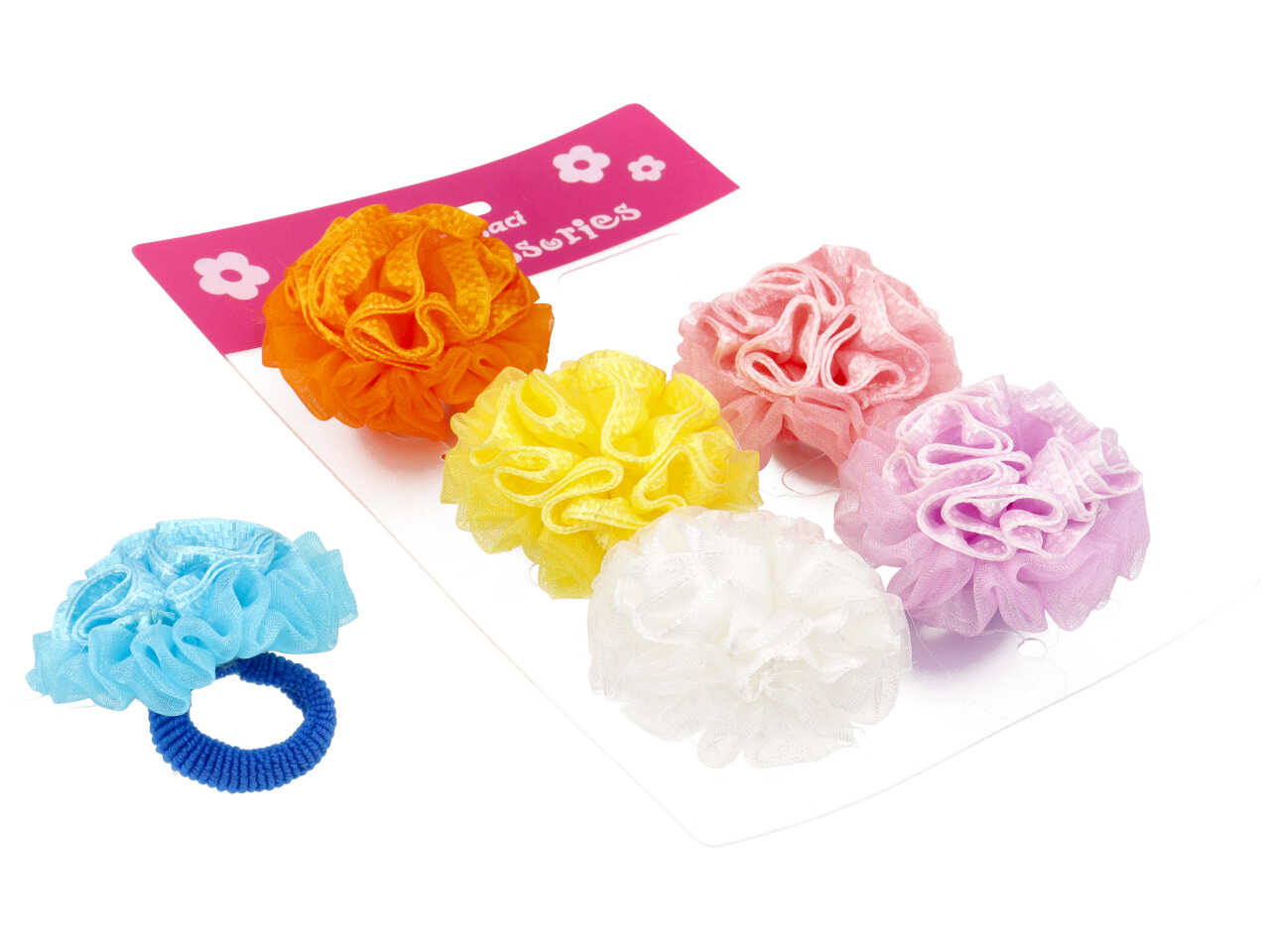 Elastico 5cm con coccarda in organza in 2 toni