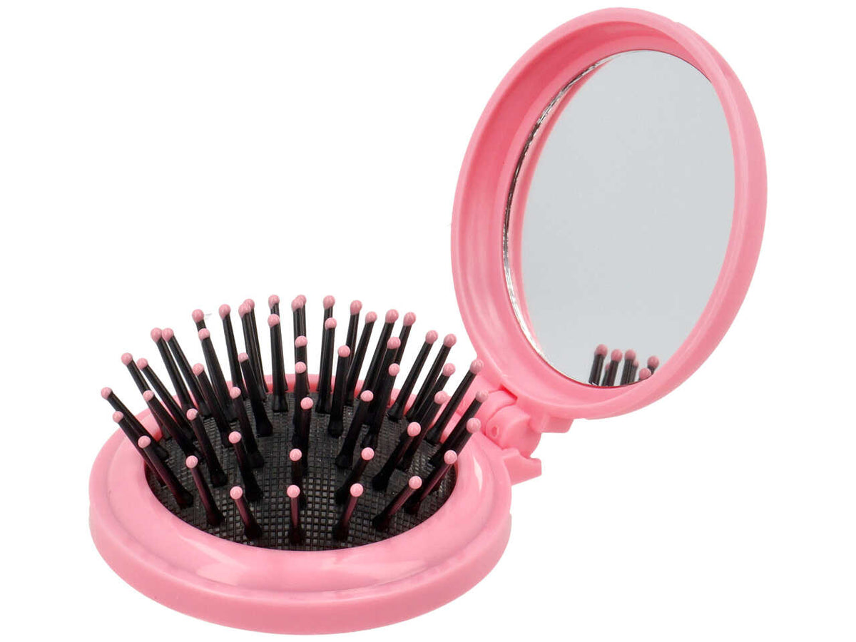 Spazzola con specchio color rosa