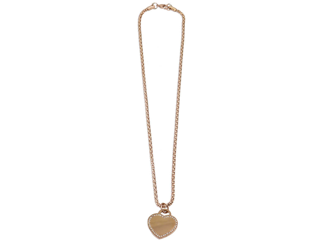 Collana con ciondolo a forma di cuore rosato con zirconi