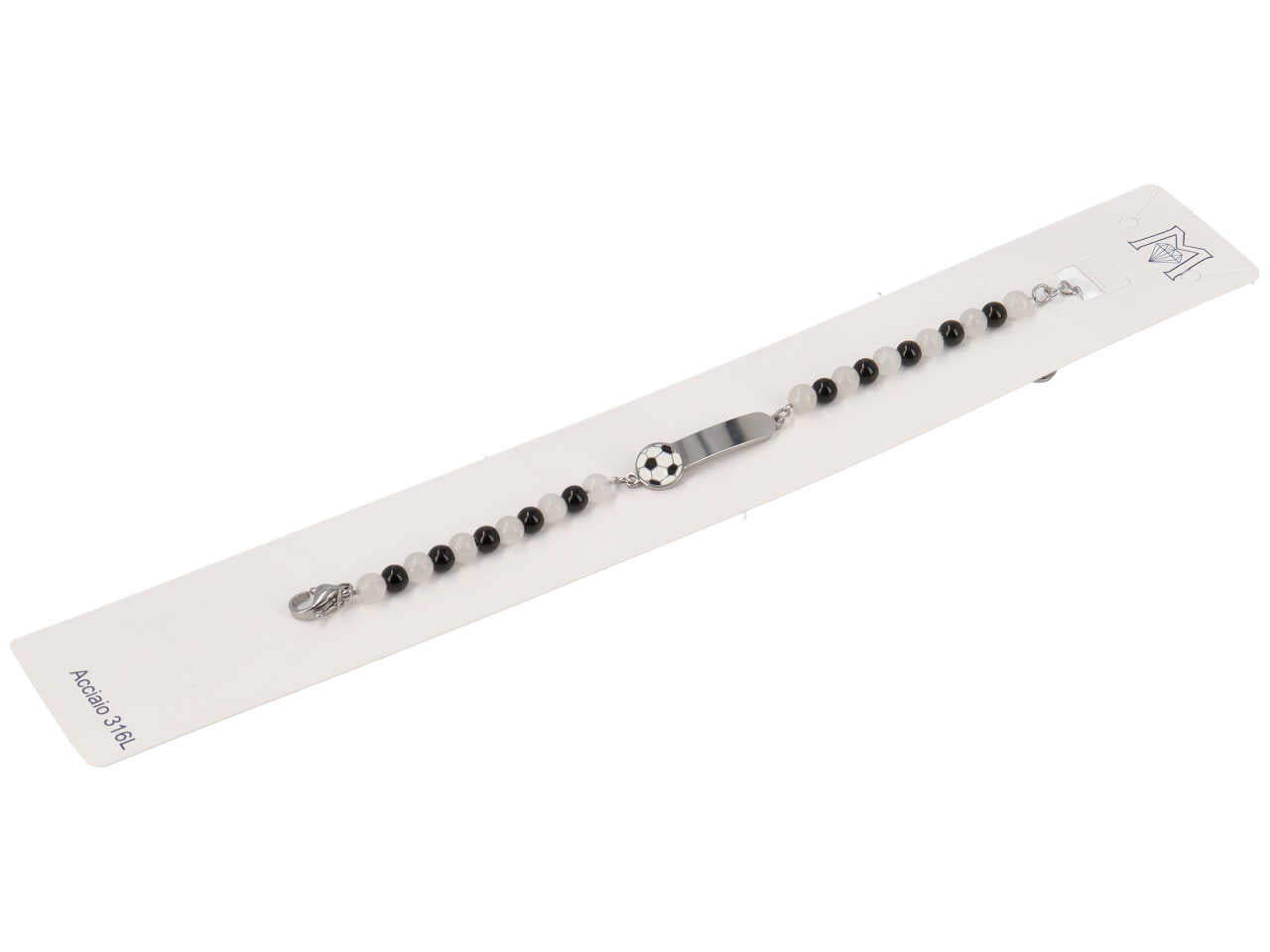 Bracciale acciaio calcio bianco nero