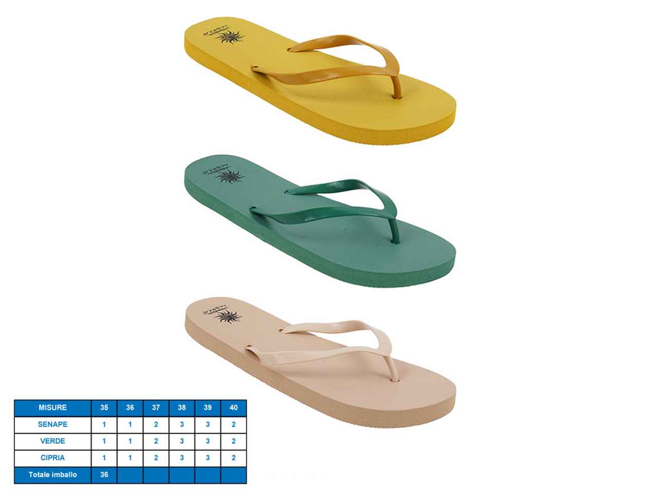 Infradito adulto unisex multicolor in gomma taglia 35-40 con suola antiscivolo - M@rea