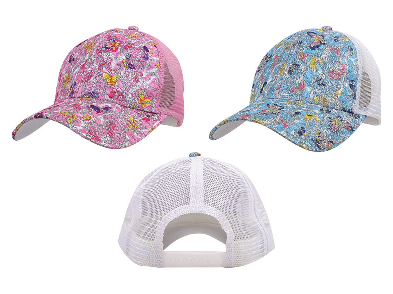 Cappello con visiera donna colori assortiti in tessuto misto con glitter, regolabile 52/60 - M@rea