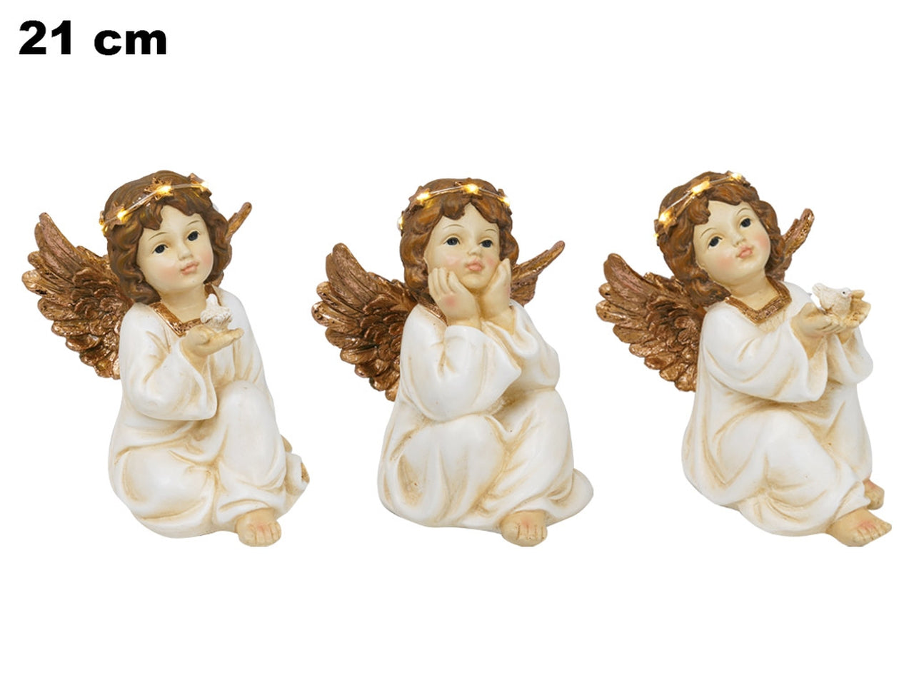 Angelo 21cm con led a batteria in 3 assortimenti.